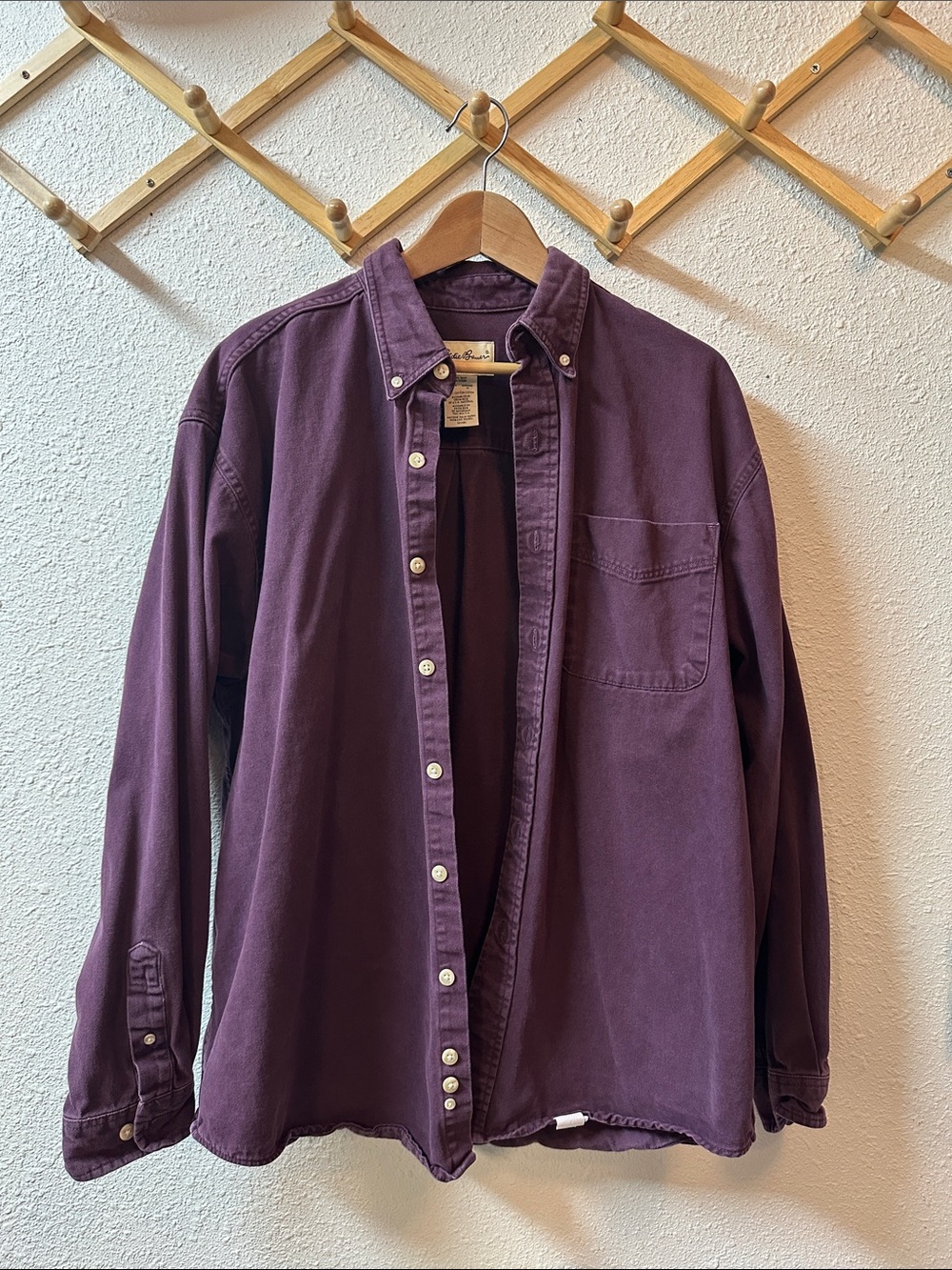 Eddie Bauer Men's Long-Sleeve Button-Down Shirt in Plum